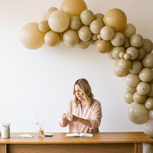 Cynthia Werner designing a balloon arch